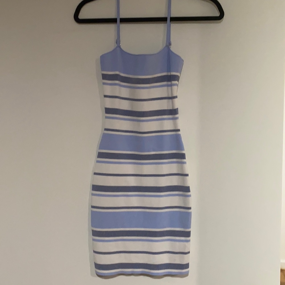 By the way mini stripped blue and white dress
